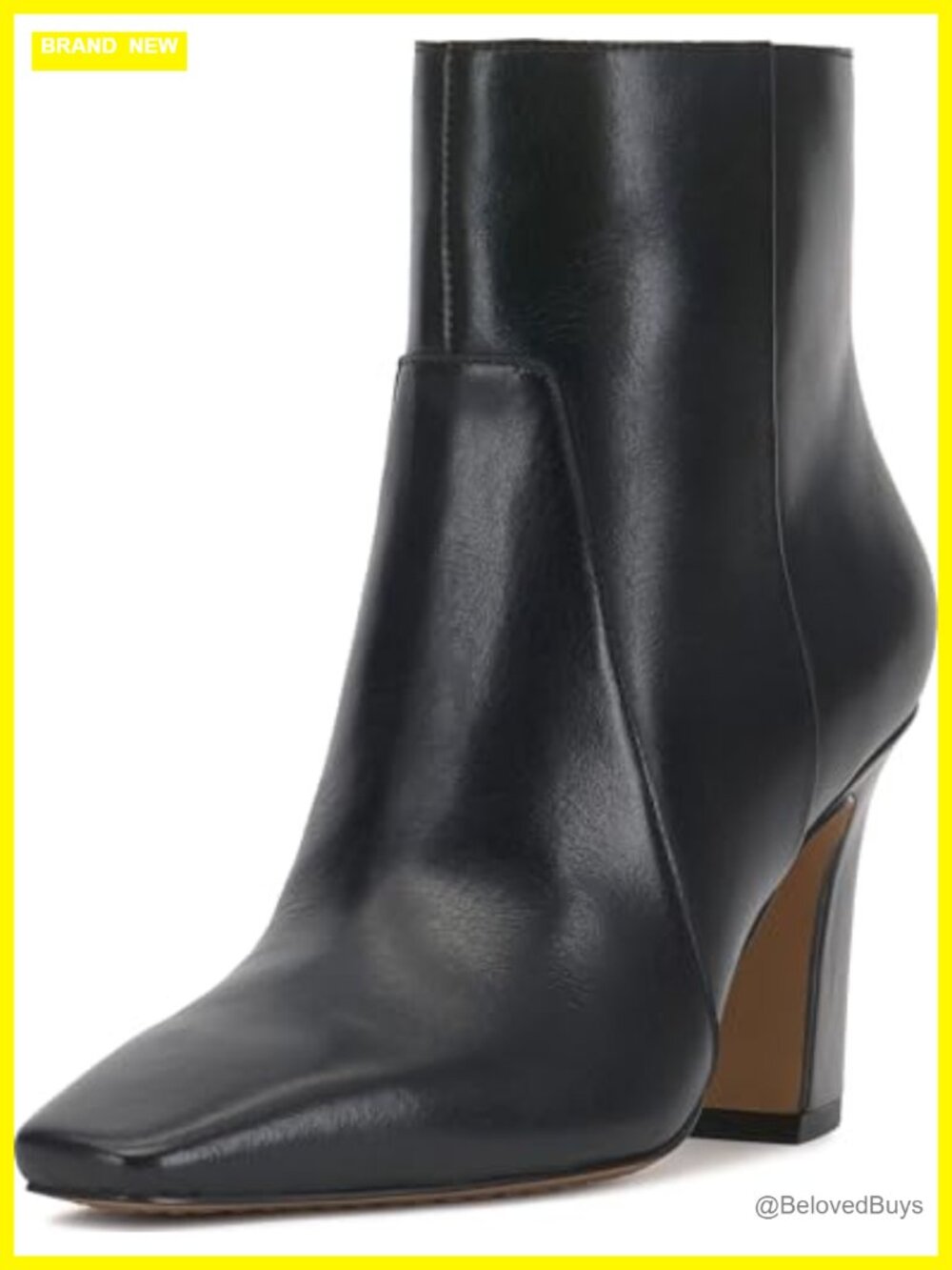 Vince Camuto Bayla Leather Block Heel Pointed Toe Ankle Bootie
